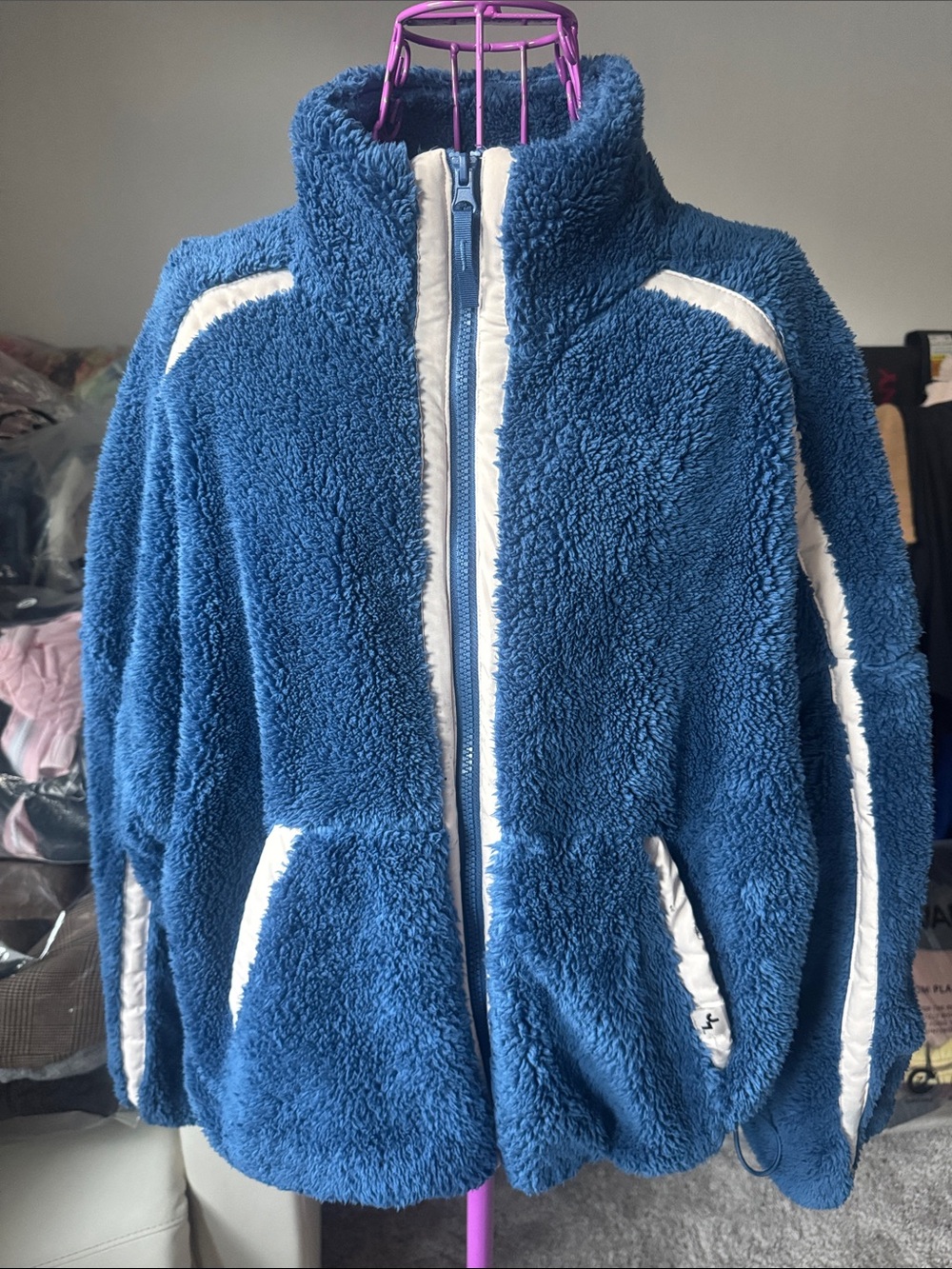 Joy Lab Sherpa Puffer Jacket blue with White Trim